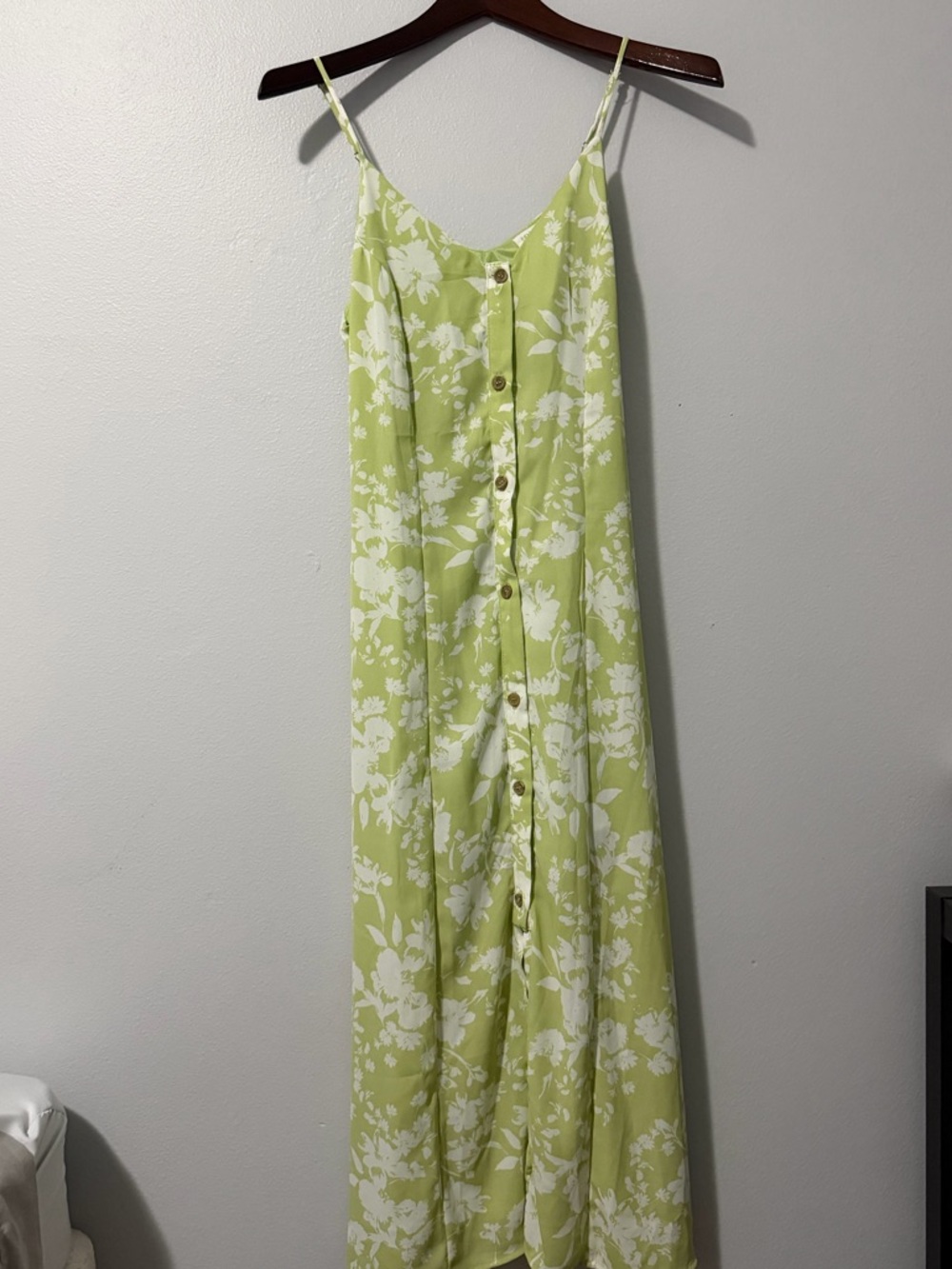 Sienna Sky Lime Green & White Floral Button-Front Midi Dress